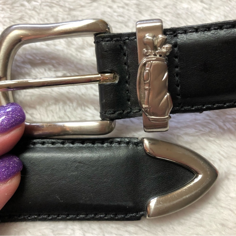 Golf Emblem Black Leather Belt Size 42"